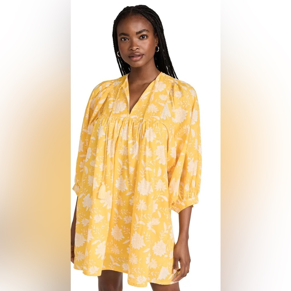 Mille Yellow Floral Cotton Dress Sz XS